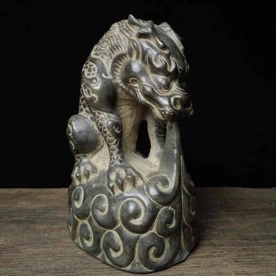 天然青石雕刻吸水兽瑞兽摆件开业乔迁生日送礼蚣蝮装饰仿古整石料