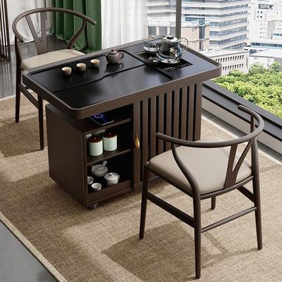 方形茶台阳台茶桌大小户型2025新款高端实木家用新中式可移动茶车