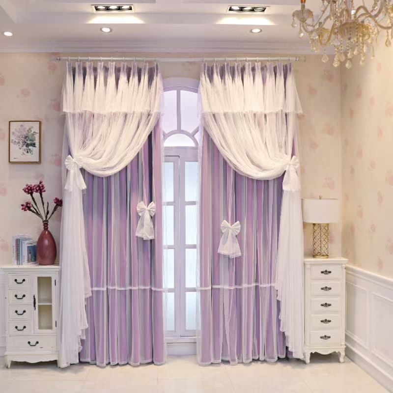 卧室氛围好东西法式奶油风格无障碍豪华公主风格窗帘飘窗遮光三层