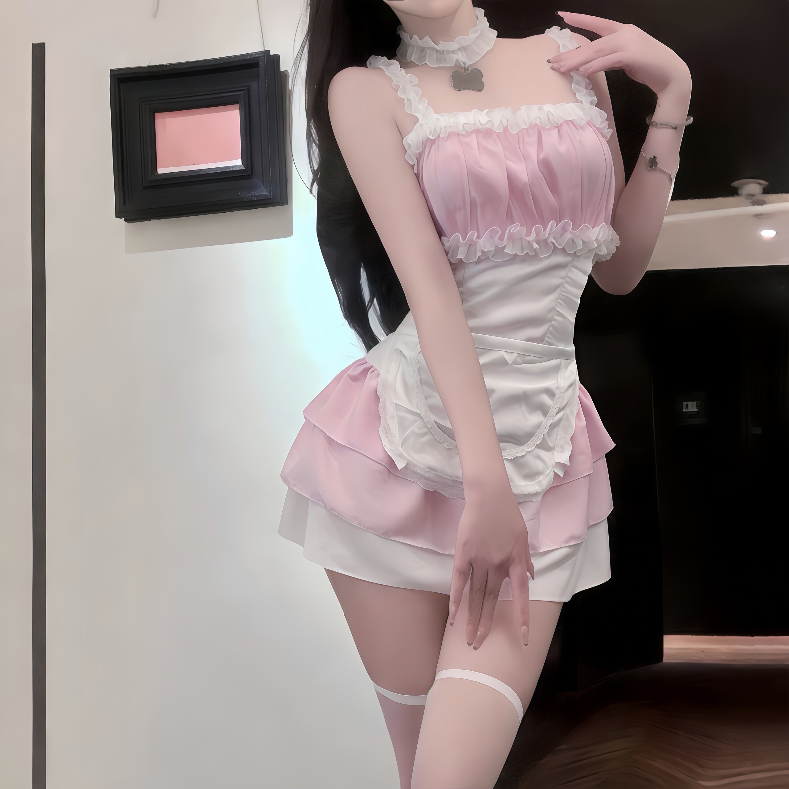 性感甜御诱人夜店纯欲风甜妹蕾丝女佣制服情侣约会床上升温小衣服