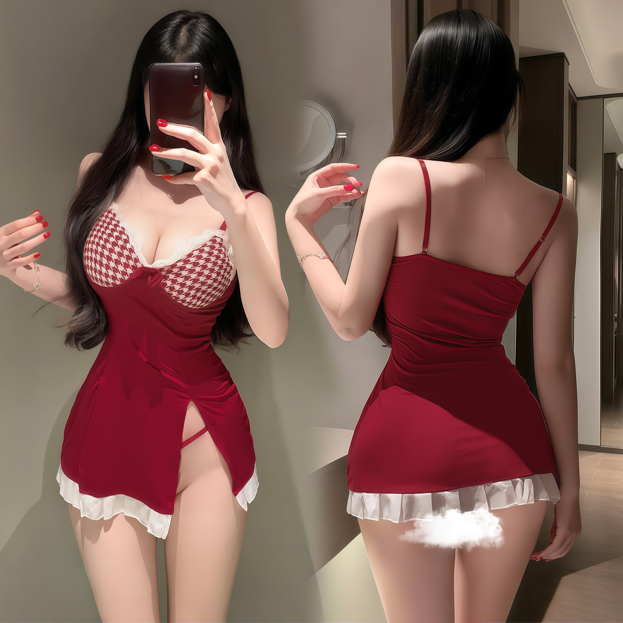 性感吊带连衣裙女带棉垫露臀开衩纯欲诱惑约会战袍qq衣物大尺度女