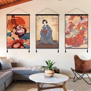 墙布挂布日式挂毯复古图居酒屋寿司店挂旗装饰挂画少女心背景布