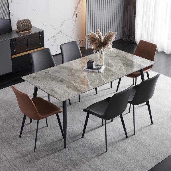 亮光意式轻奢岩板餐桌椅组合现代简约小户型家用餐桌长方形饭桌子,住宅家具,岩板餐桌,淘宝优惠券,粉丝福利购,淘宝优惠卷