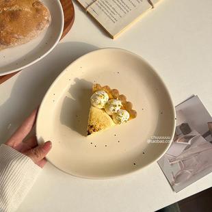 高颜值甜品盘蛋糕家用早餐盘子 韩国ins风三角盘泼墨餐具陶瓷新款
