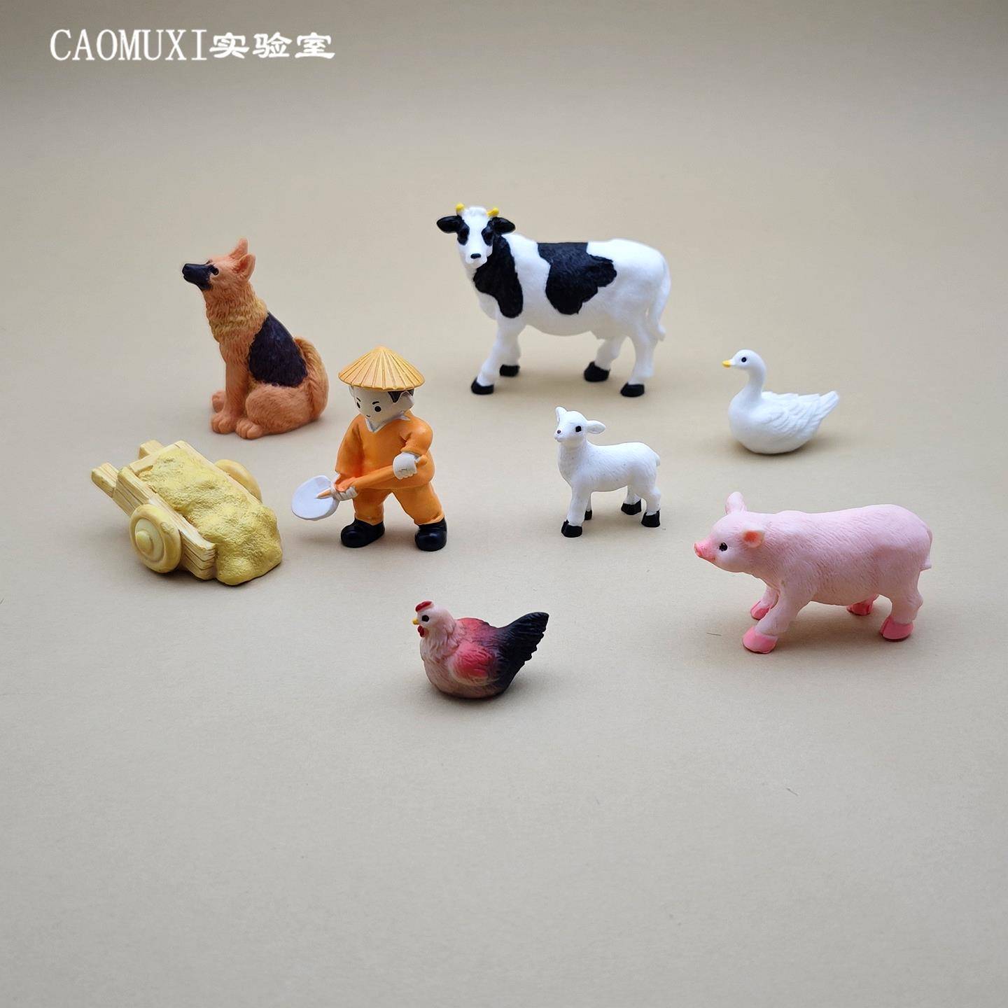 微景观田园农场仿真小动物牛羊猪鸭子家禽模型树脂桌面造景装饰品
