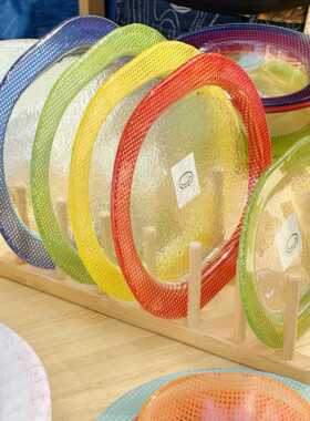 [YURUUI设计师]韩国Eding彩色耐热玻璃椭圆餐盘酸奶碗晚餐盘餐具