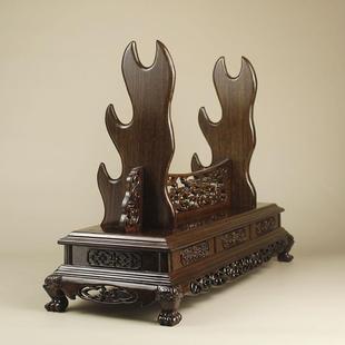 实木刀架底座宝刀支撑架宝剑木托牛角架东阳木雕剑架红木黑色木座