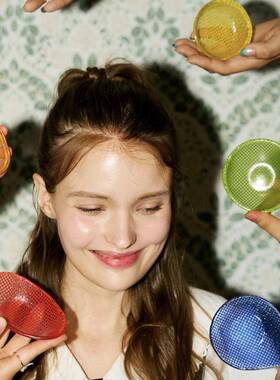 韩国正品EDING玻璃系列Checky彩色方格迷你碗方形圆形小碟甜品碗