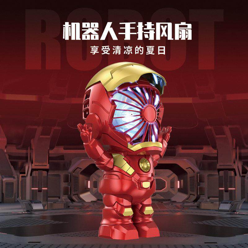 变形钢铁超人小风扇玩具usb充电便携手持静音创意空调扇2025新款