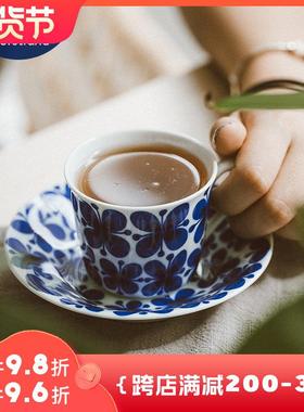 Rorstrand瑞典Mon Amie蓝色经典蓝蝴蝶咖啡杯家用盘陶瓷北欧水杯