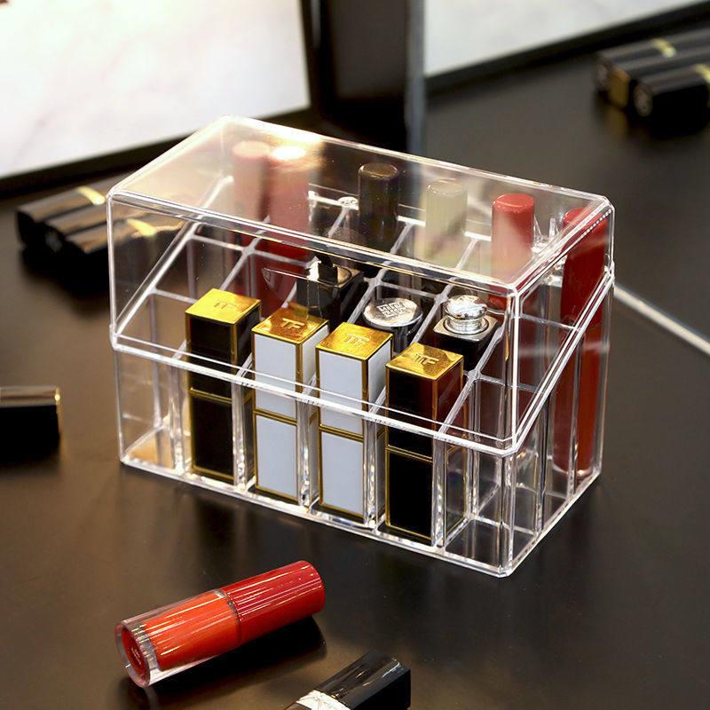 桌面化妆品分格收纳整理盒透明可拆分护肤品眼影盘粉饼口红置物架
