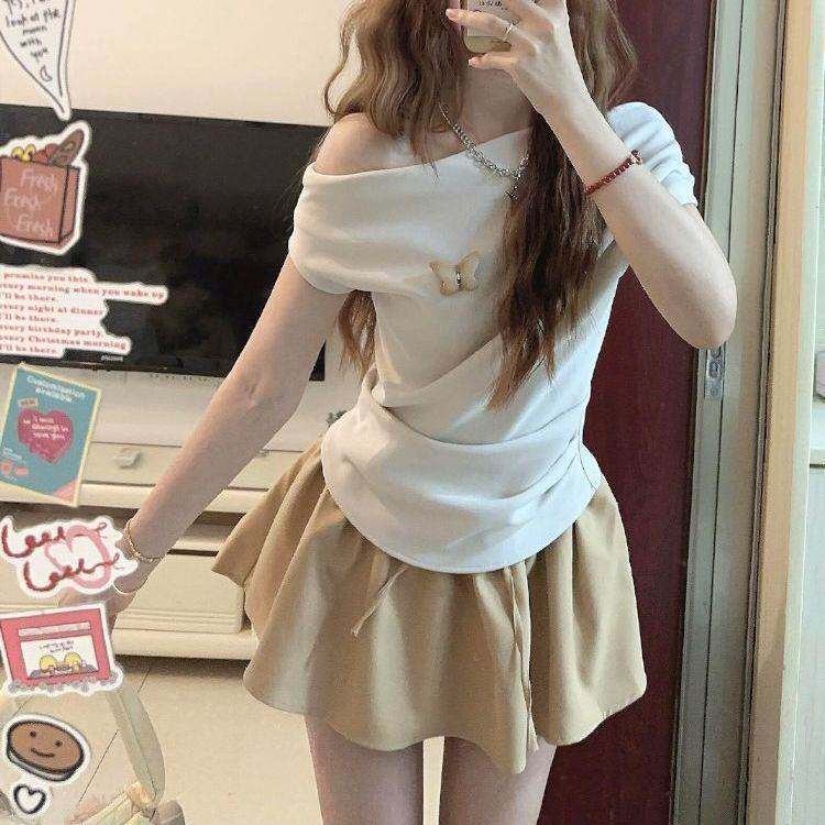 学院风运动服跑步修身短裙套装女夏季新款短袖韩版炸街休闲两件套