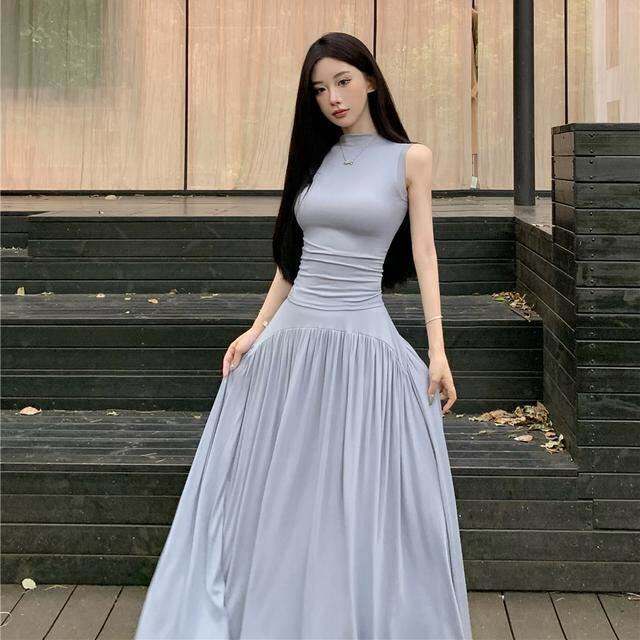 时尚气质修身无袖背心上衣辣妹套装女夏季高腰半身长裙休闲两件套