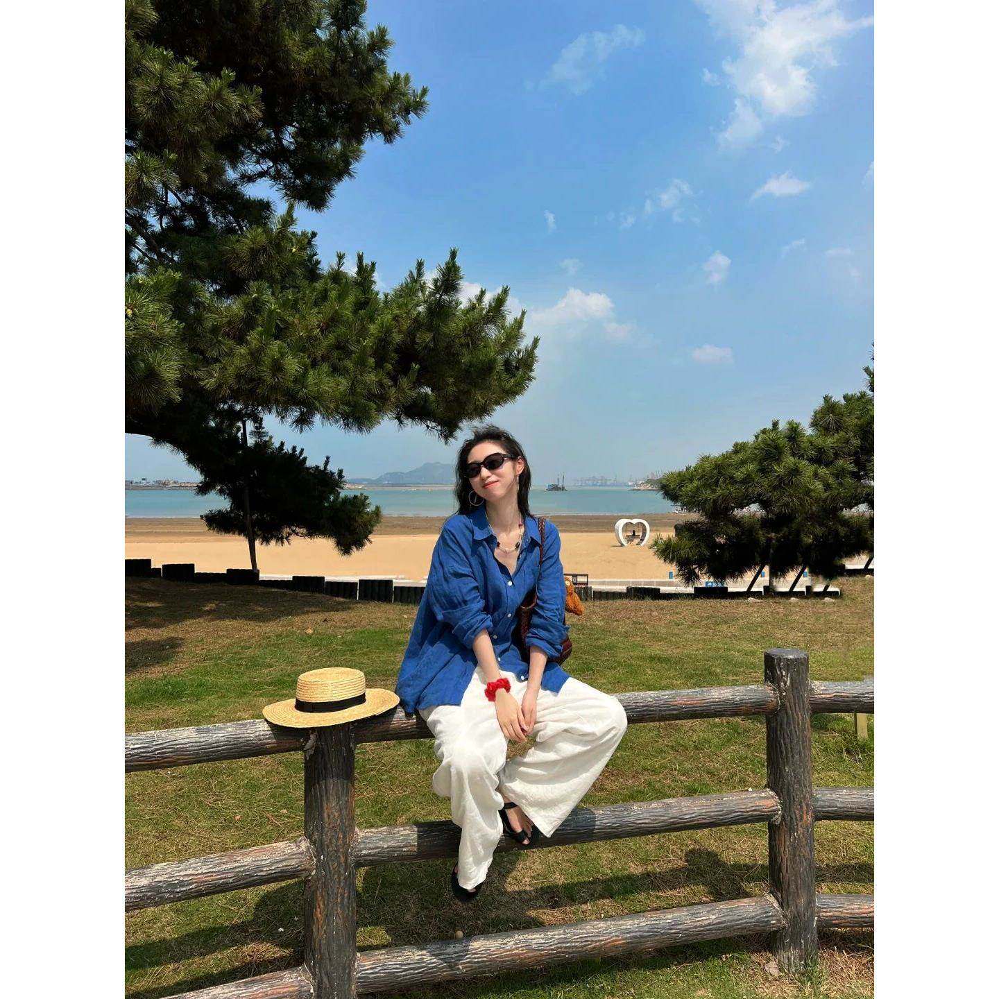克莱因夏季衬衫防晒2026早春新款韩版长袖宽松休闲设计衬衣上衣