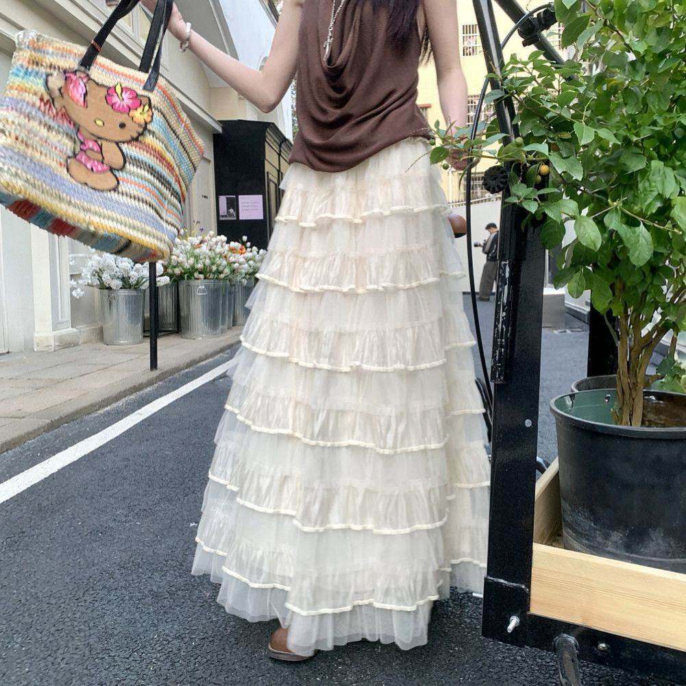 少女芭蕾蓬蓬半身裙千层蛋糕2026夏季新款高腰度假风新中式长裙子