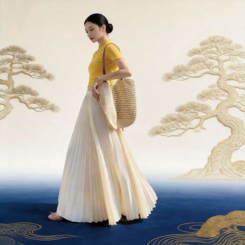 雪纺大摆纱半身裙女2026春夏新款显瘦字裙百褶裙子纱裙伞裙长款
