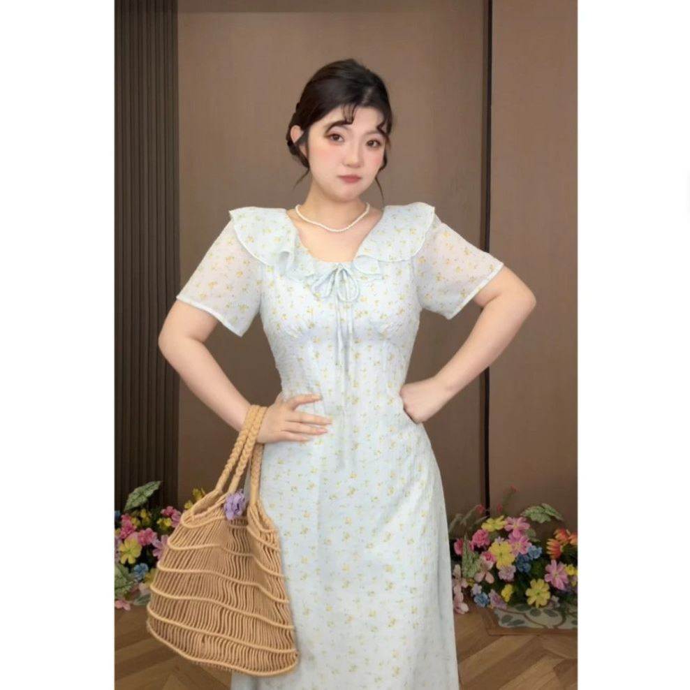 2026夏季微胖碎花雪纺连衣裙显瘦气质款韩系简约收腰显瘦长裙法式