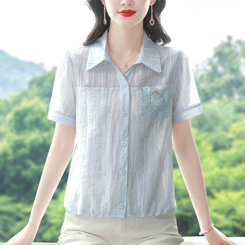 高档女士夏装新款精致漂亮雪纺衫短袖上衣女装百搭时尚修身小衫