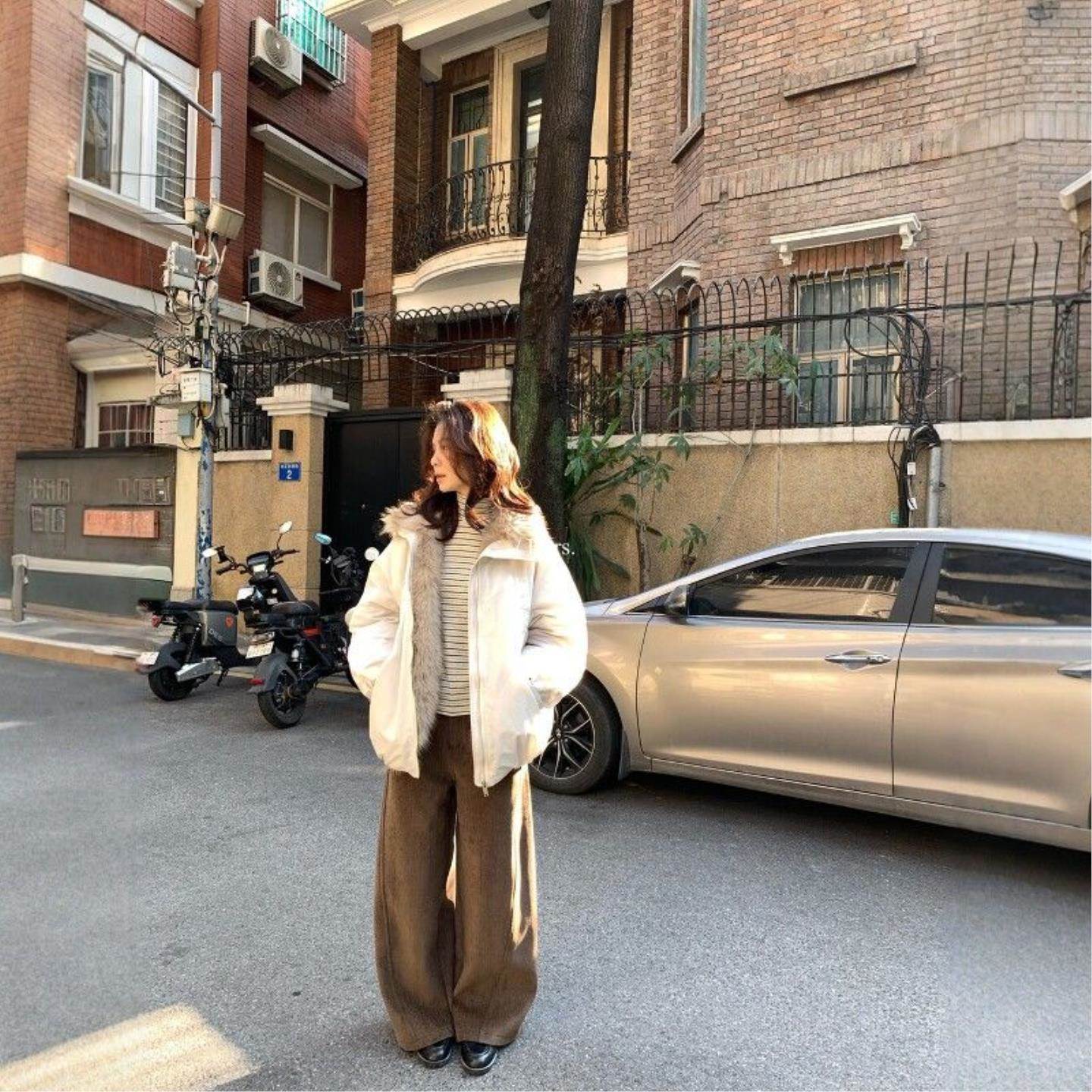 韩版简约日常百搭压线设计通勤加绒加厚直筒休闲裤女秋季新款