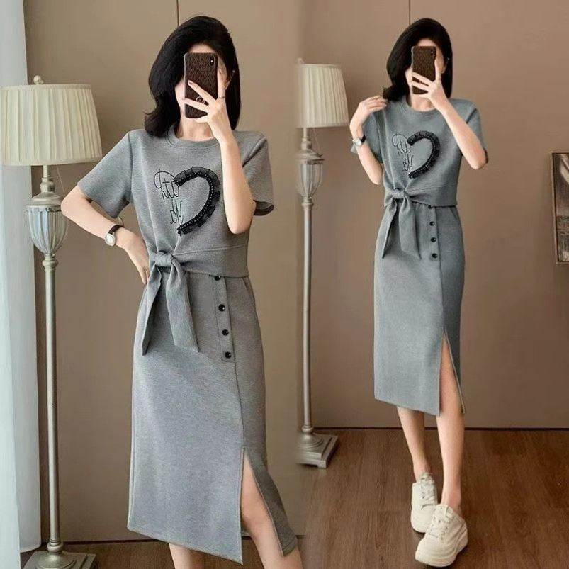 休闲时尚套装裙夏季显瘦气质减龄洋气韩版女士运动风半身裙两件套