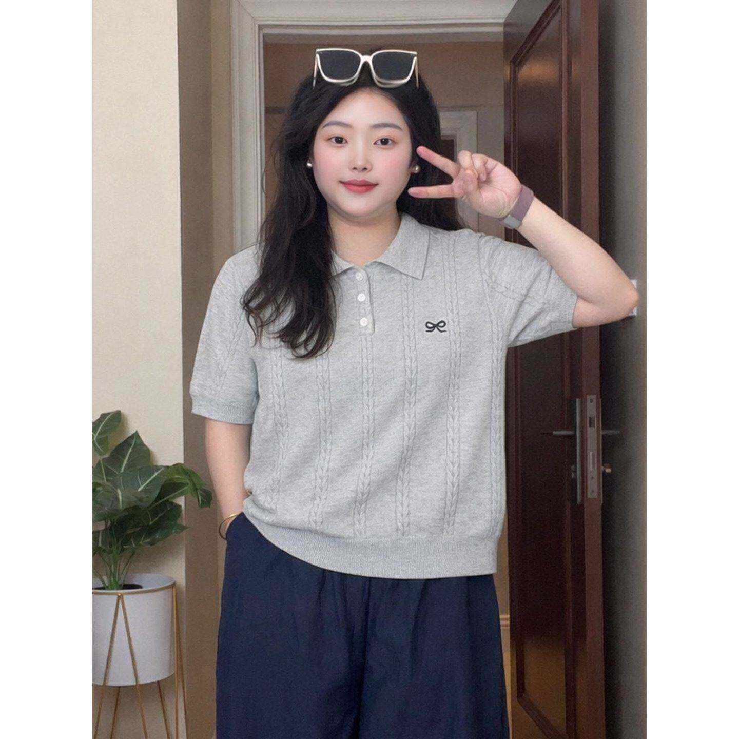 懒惰风显瘦小众百搭遮编织针织衫Polo领肚子专柜品质宽松纯色麻花