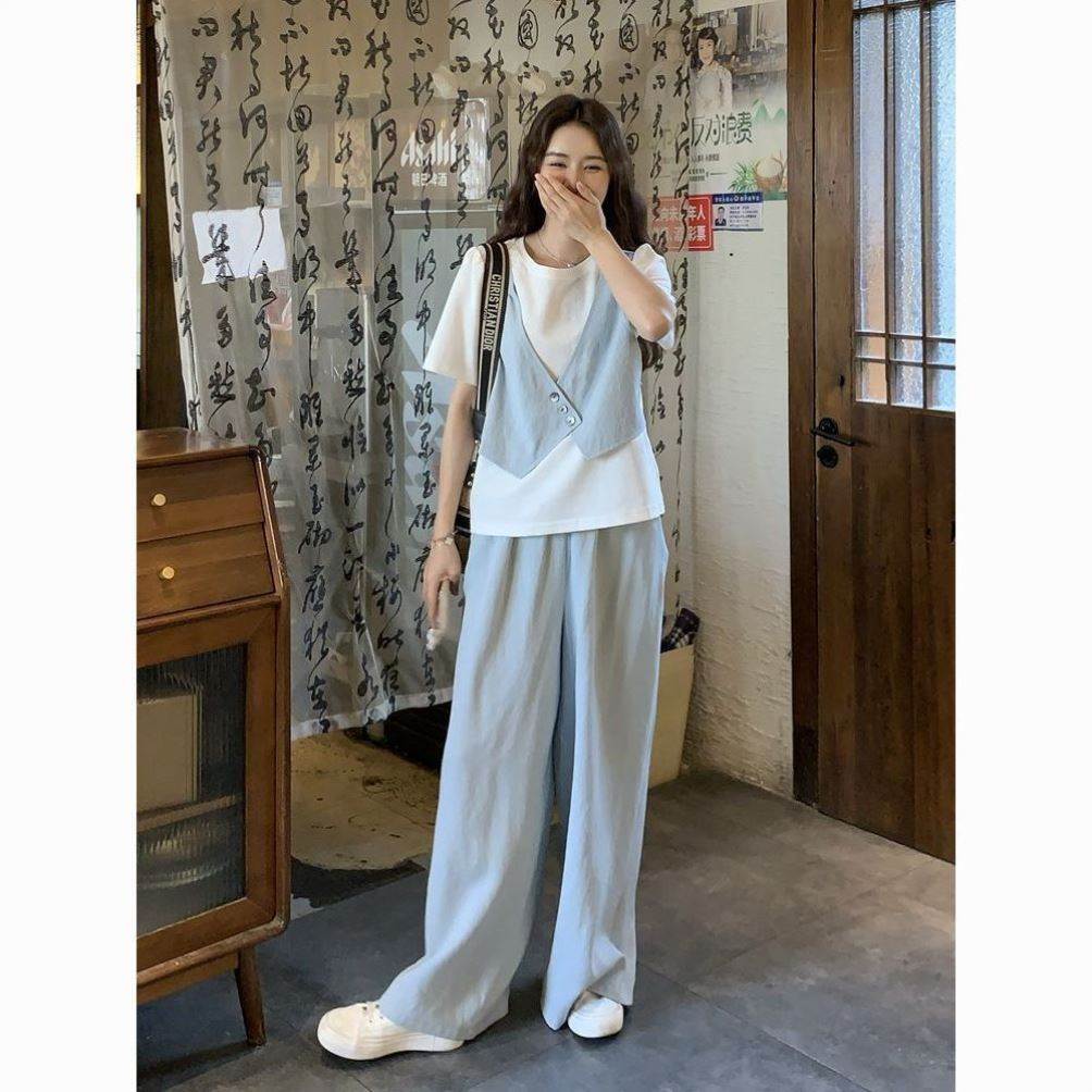 松弛感穿搭胖妹妹显瘦小个子绝美小套装短袖2026夏季洋气套装