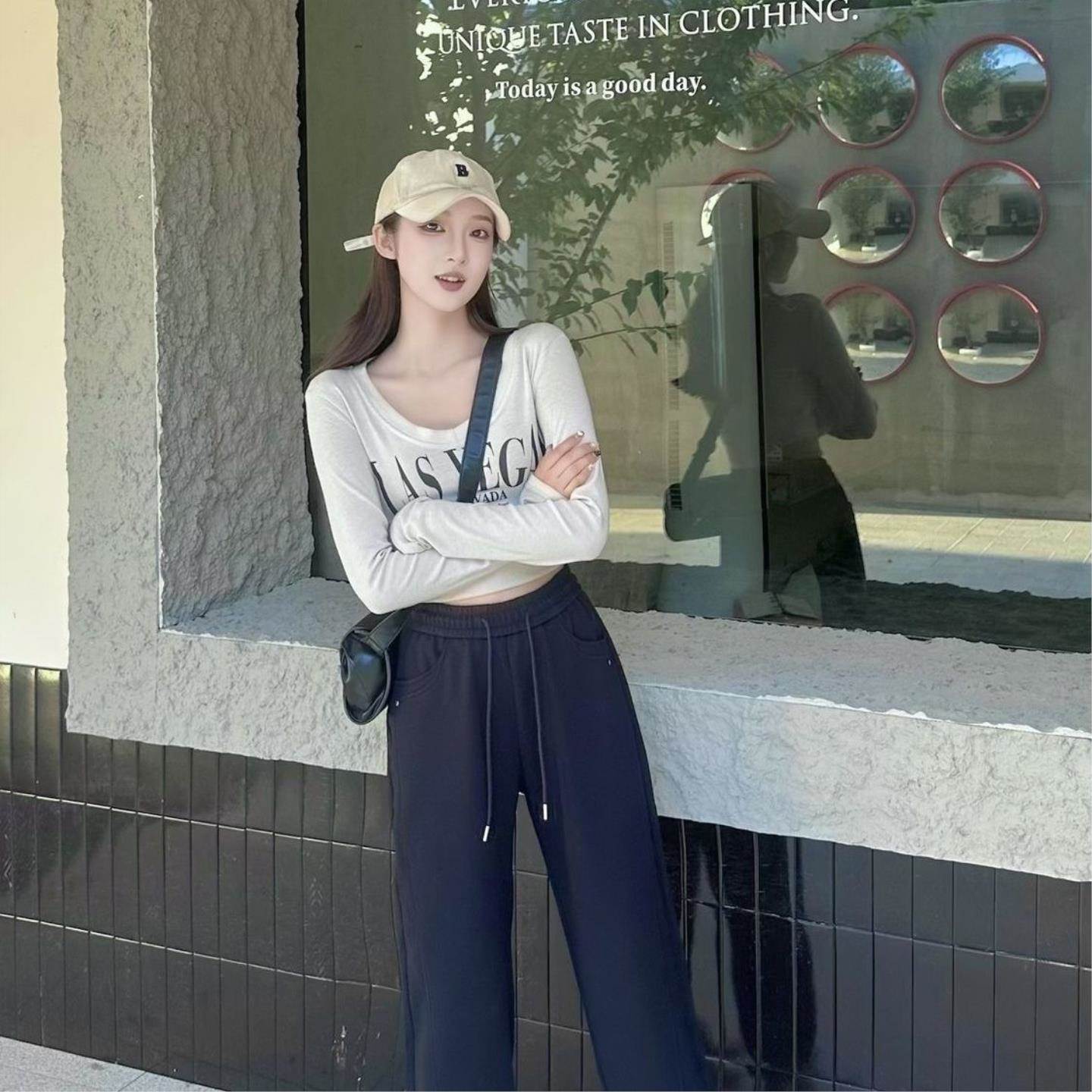 淡人穿搭小众洋气爆款弹力遮肉紧身潮流ins女裤