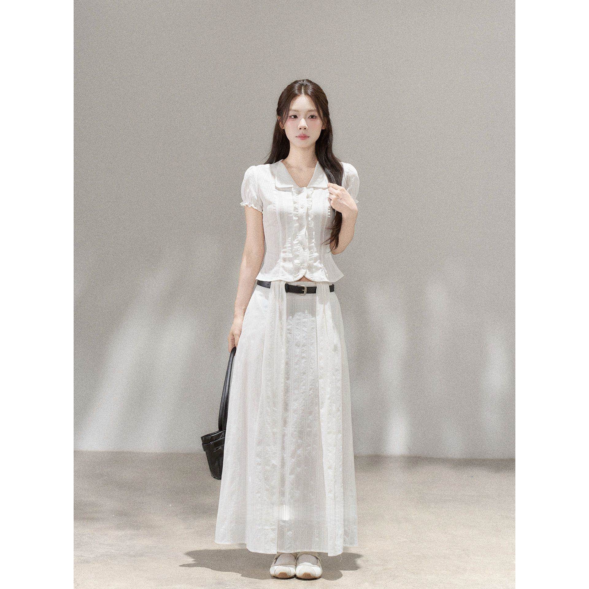 韩系休闲松弛女套装2026年夏季新款超好看的白色两件套女温柔显瘦