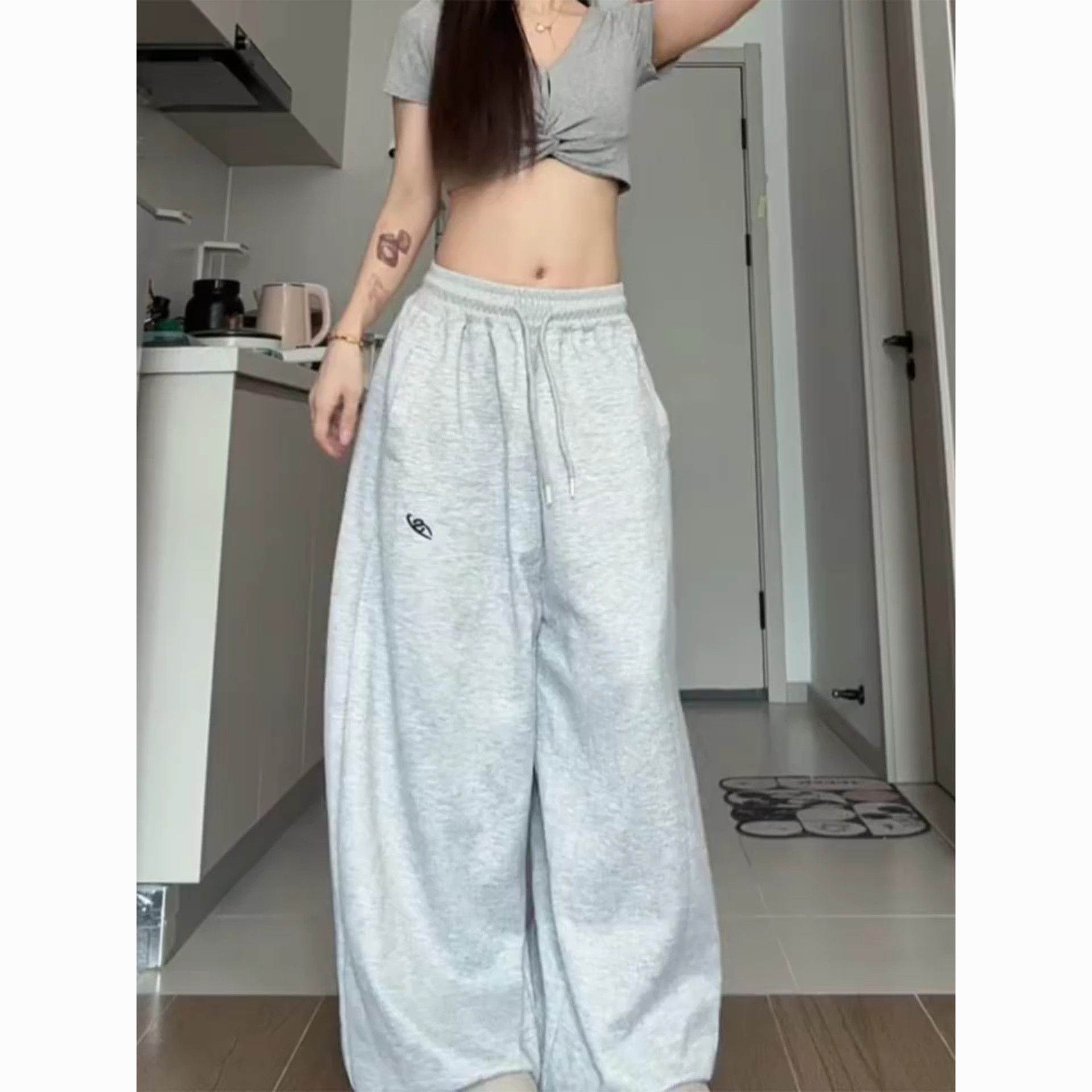 美式复古hiphop运动卫裤女宽松慵懒松弛感裤子嘻哈跳舞休闲阔腿裤
