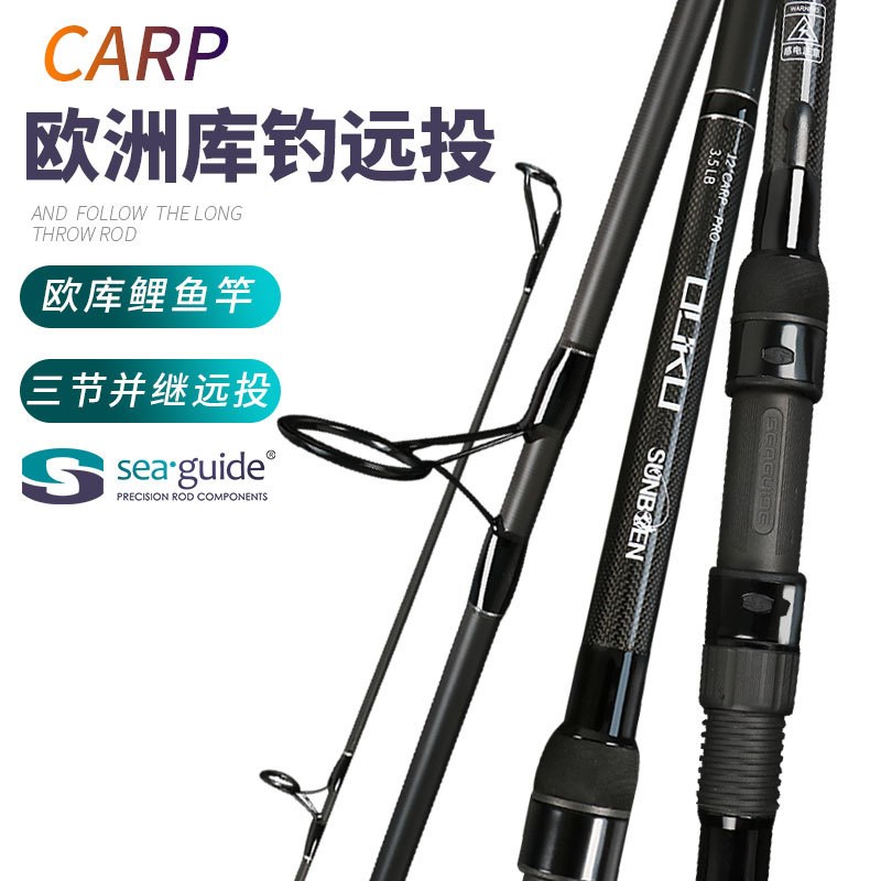 威海欧鲤钓竿碳素远投超硬r插节carp竿3.6m3.9米欧式库钓大物鱼竿