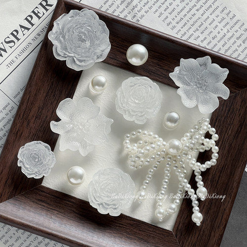 洞洞鞋配饰diy冰透山茶花鞋花扣