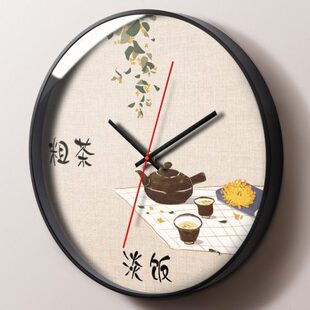 饭店静音物现代简约现代圆形餐厅艺术装饰时钟挂表客厅创意食挂钟