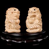 龙2022八部俊摆件应龙属福桃木雕刻摆设龙禄佑龙