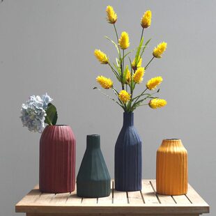 干花插花装 套装 饰简约调 素色莫兰迪复古陶瓷花瓶调创意软装 花艺