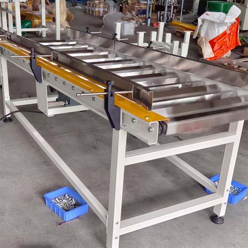 25kg包装袋整形颠包整平方管输送机方管滚筒输送机