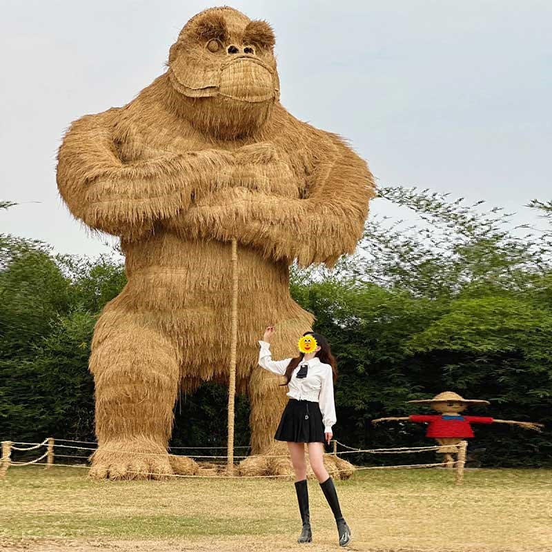 稻草景观网红稻草l工艺品农耕人物稻草谷仓粮仓打卡景观农民丰收