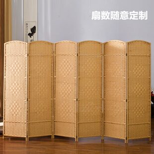 简易 草藤编屏风隔断折叠实木酒店试衣间玄关客厅卧室移动折屏中式