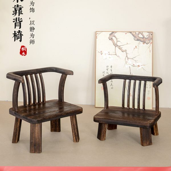 实木小椅子床上中式榻榻米座椅家用靠背矮款圈椅凳阳台飘窗茶桌椅