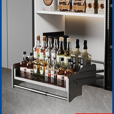 吊柜升降拉篮矮款单层下拉式拉篮厨房橱柜上下缓冲伸缩Y升降调味