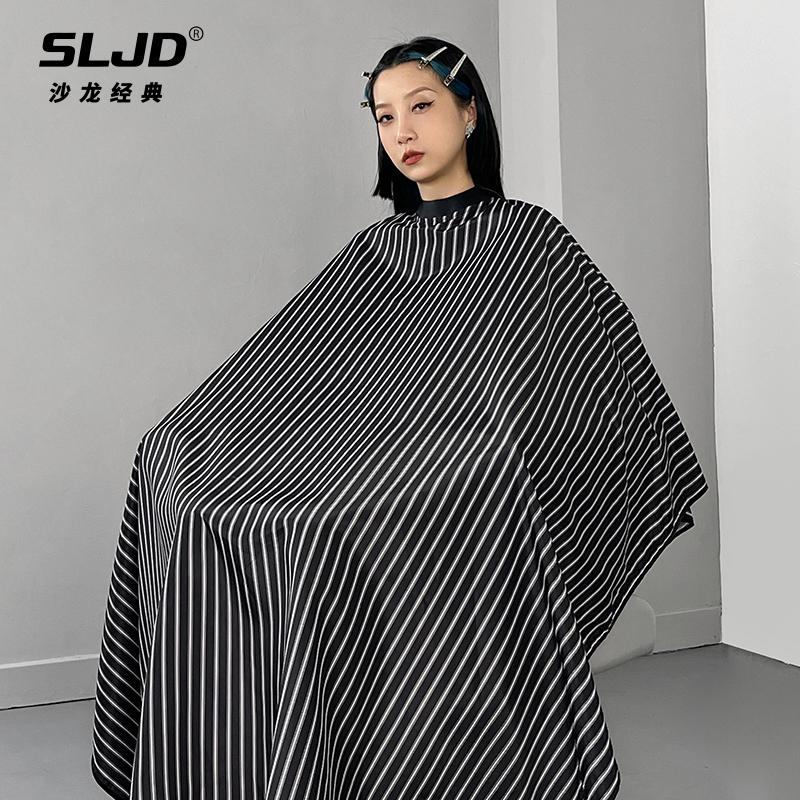 男士油头矽胶领条纹理髲围布发廊专用美I发店剪头发围裙高档不沾