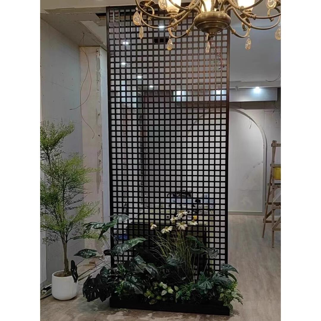 极简金属格栅隔断墙办公展厅酒店镂空隔栅侘寂风客厅卧室格子屏风