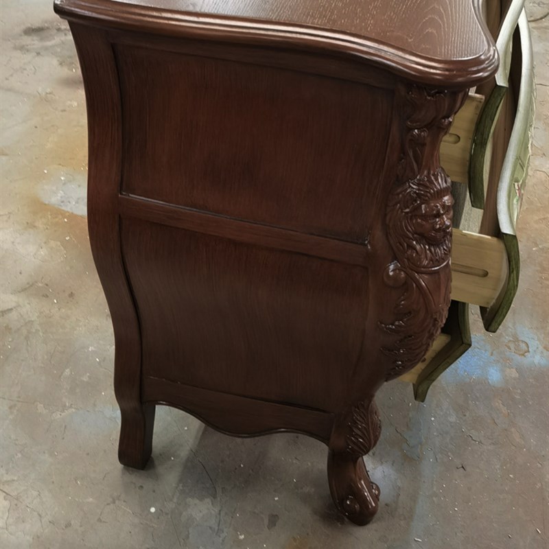 至高美式彩绘家具狮子头波浪三斗柜入户玄关柜储物柜装饰品摆件柜