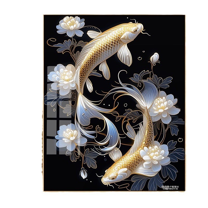 锦鲤十字绣自己绣2024新款满绣图手工钻石绣卧室小幅