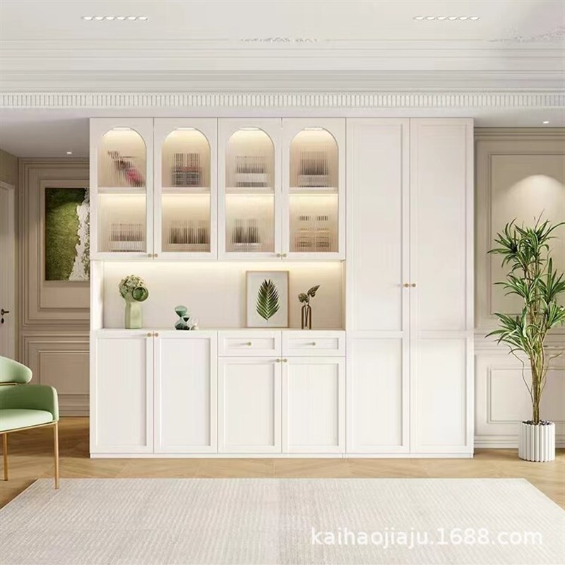 法式餐边柜定制酒柜烤漆膜压多层实木欧松板颗粒板