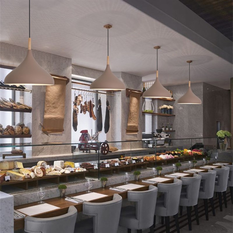 现代简约商用店铺理发店火锅酒吧民宿锅盖铁艺彩色灯罩工业风吊灯