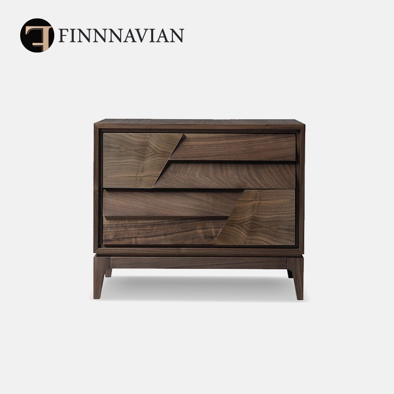 芬纳维亚传承系列 黑胡桃木纯u实木床头柜抽屉边柜(Vienna维也纳)