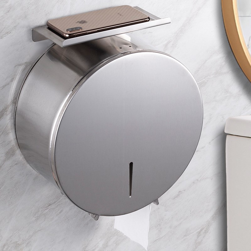 不锈钢S304大卷纸巾盒酒店公共卫生G间厕所挂壁式防水大盘纸纸巾