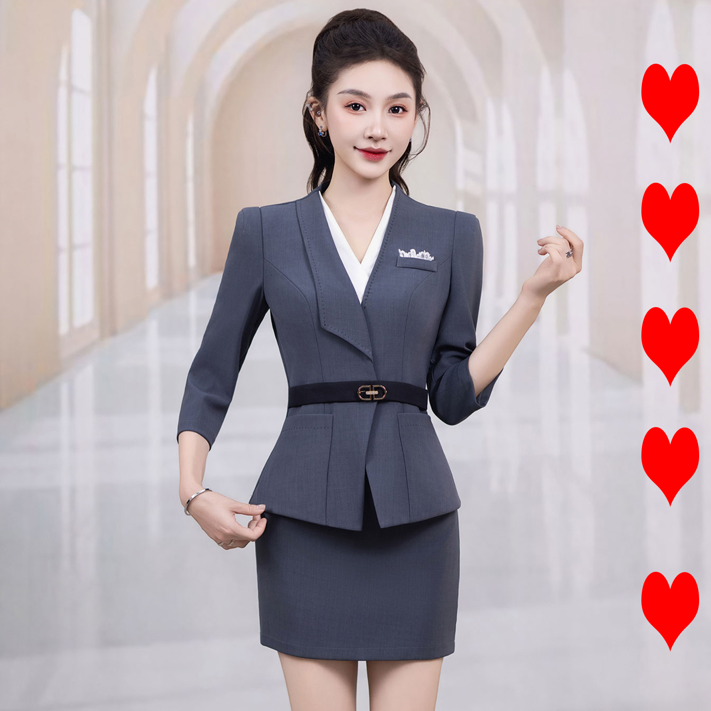 夜场公主服DJ制服空姐丝巾百褶裙套装裤长酒店KTV女服务员工作服