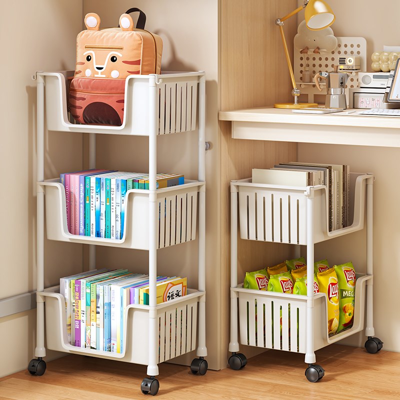 书架落地小推车置物架家用桌边可A移动书包收纳架学生宿舍储物架