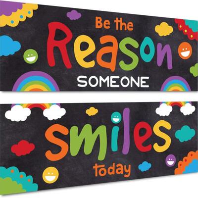 Reason smiles 教室文创主题布置彩色励志横幅自粘贴装饰墙纸防水